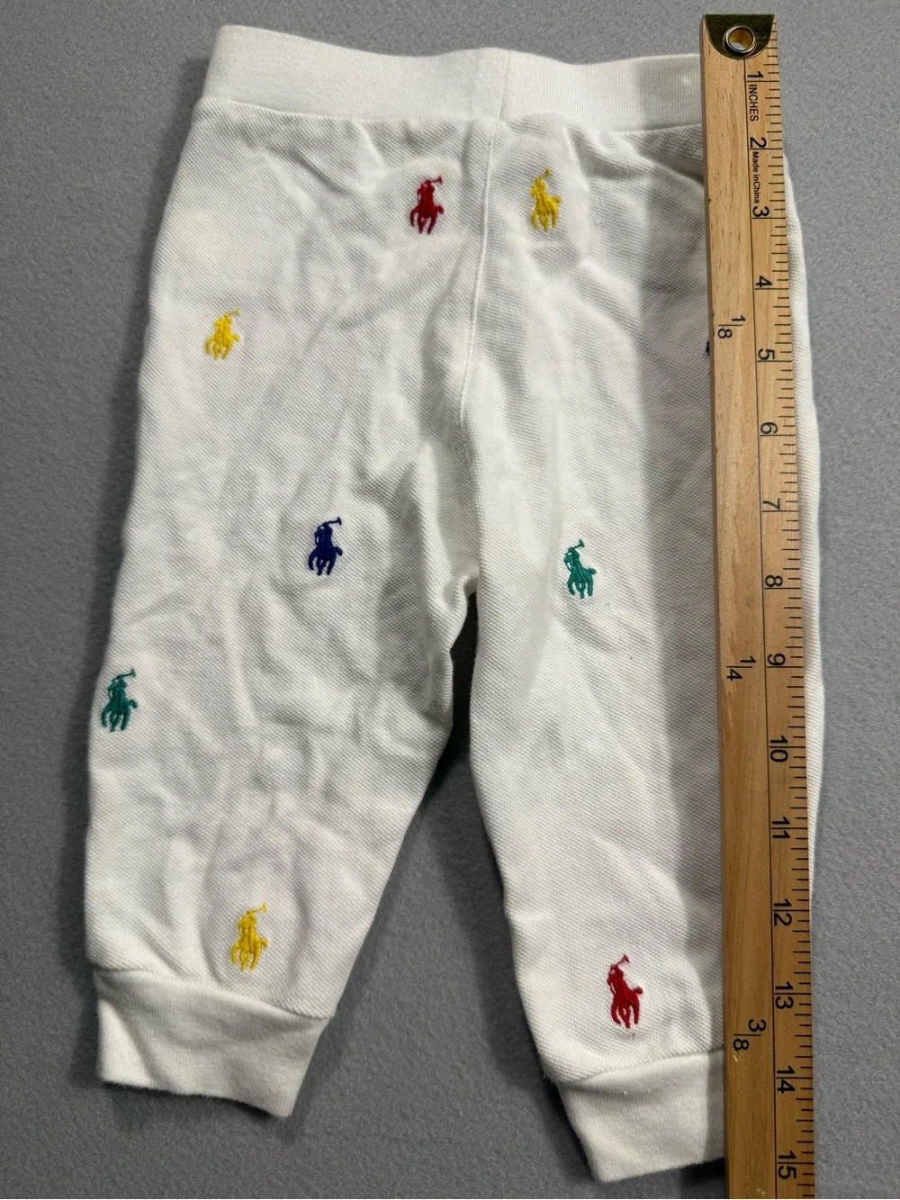 Ralph Lauren 9M Baby White Polo Pony Joggers 100% Cotton Designer Preppy